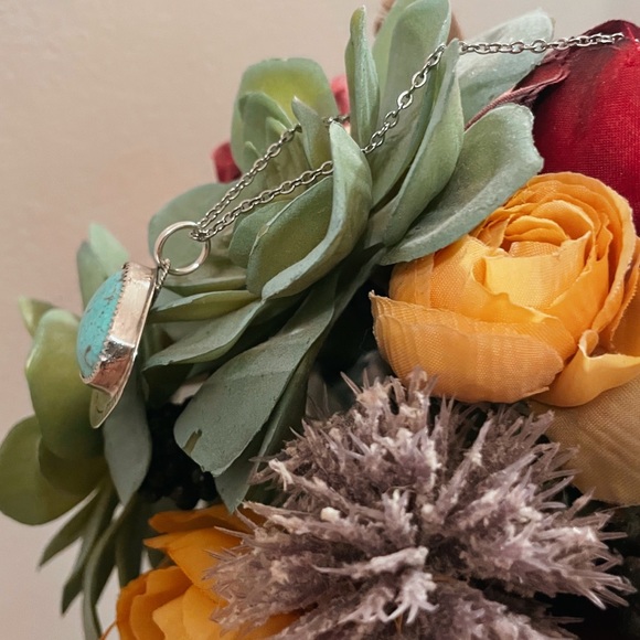 Genuine Turquoise & Sterling Silver Necklace - Picture 4 of 6